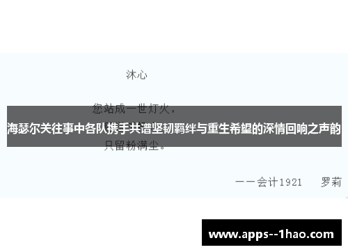 海瑟尔关往事中各队携手共谱坚韧羁绊与重生希望的深情回响之声韵